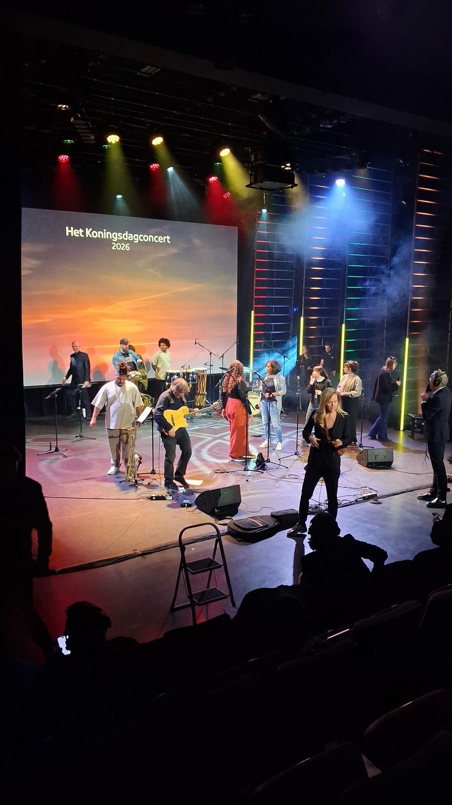 Het Koningsdagconcert 2026 in Dokkum met de volledige band op het podium.